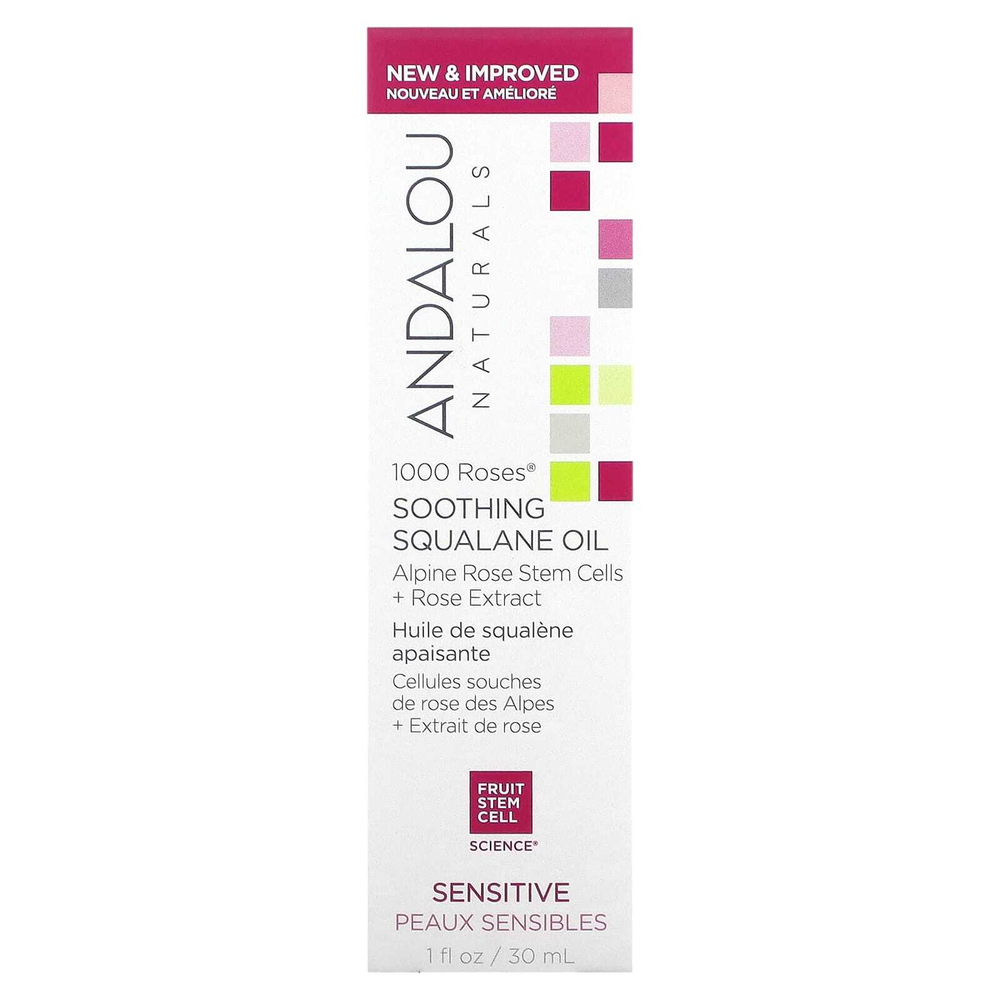 Andalou Naturals, Успокаивающее масло сквалана, 1000 роз, 30 мл (1 жидк. унц.)
