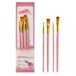 Набор кистей Yalong, 4 шт, нейлон, круглая №2,№4, плоская №10, №12, деревянная ручка, блистер, ассорти, европодвес