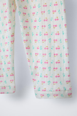 ZARA ЛЕГИНСЫ С ПРИНТОМ «ВИШНЯ», СВЕТЛЫЙ ЭКРЮ