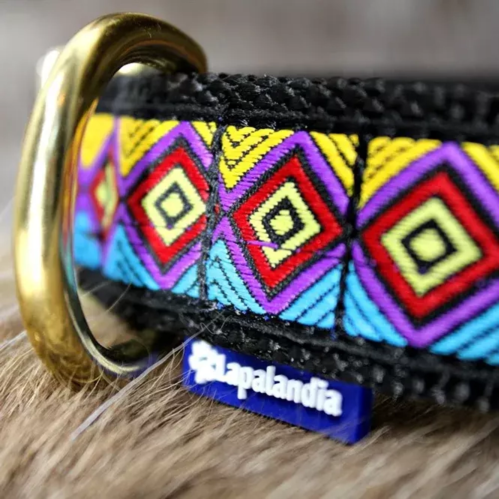 Ошейник для собаки усиленный для крупных и активных пород Этно мультиколор 30мм Lapalandia