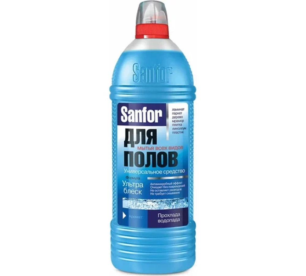 Sanfor УЛЬТРА БЛЕСК, Свежесть СПА, для пола 1л, блок 9шт., Санфор