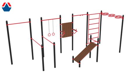 Воркаут комплекс К-89  рукоход, брусья, брусья-пресс, турники, кольца, шв.стенка