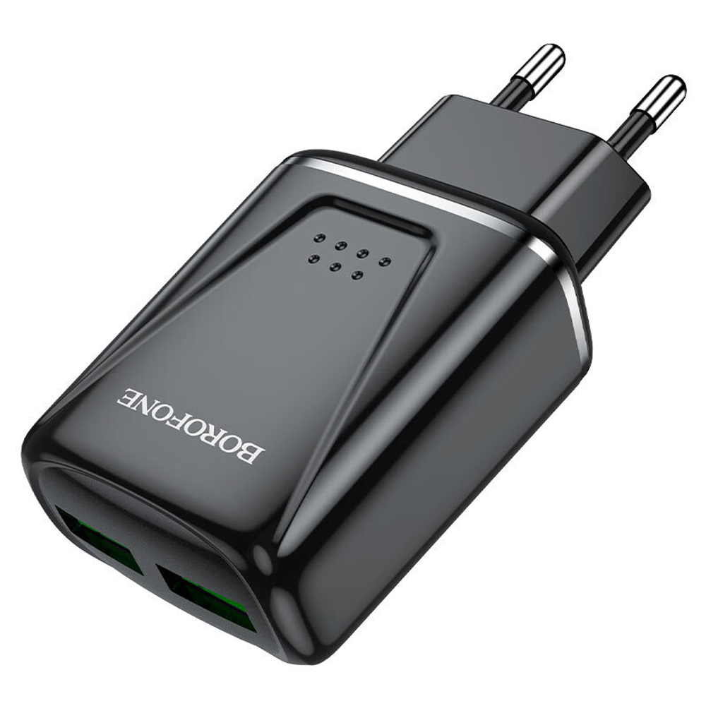 Сетевой адаптер питания BOROFONE BA54A 2USB QC 3.0  (черный)