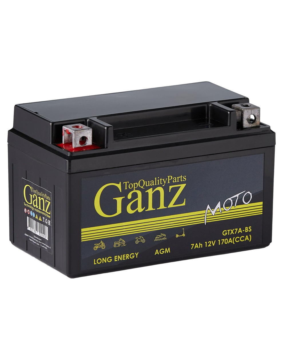 Аккумулятор GANZ мото AGM 7 А/ч прямой L+ 152x87x95 мото EN 170 А