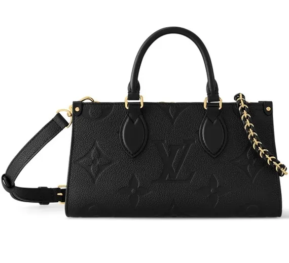Сумка-тоут LOUIS VUITTON On The Go East West со съемным ремнем-цепочкой с плетёной отделкой из кожи