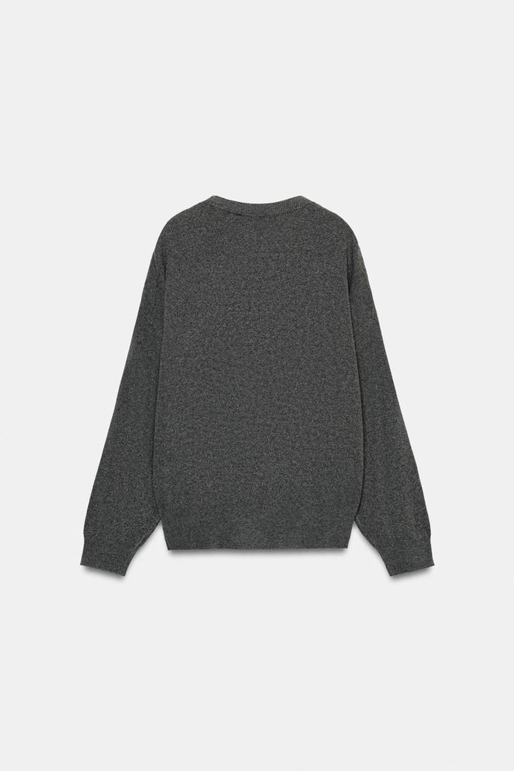 ZARA СВИТЕР С ГЛУБОКИМ ВЫРЕЗОМ, СЕРЫЙ