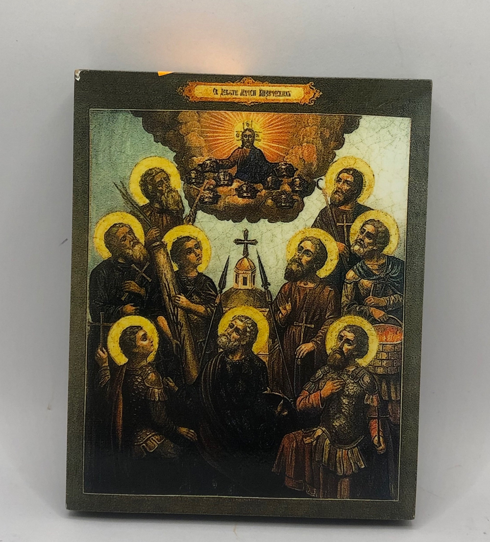 Девять мучеников Кизических икона на левкасе 10х8