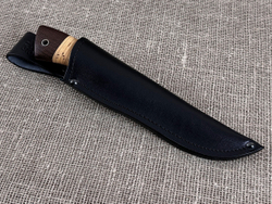 Нож "Охотник", дамасская сталь, рукоять наборная береста / венге