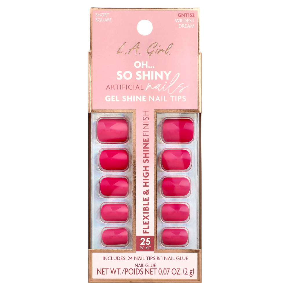 L.A. Girl, Oh So Shiny, искусственные ногти, гелевые типсы для сияния ногтей, GNT152 Wildest Dream, набор из 25 предметов