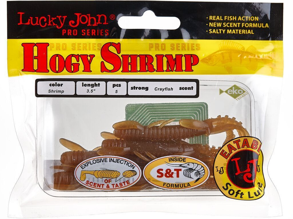 Мягкая приманка Lucky John Series HOGY SHRIMP 3.5in (89 мм), цвет S18, 5 шт.