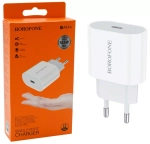 Сетевая зарядка с поддержкой быстрой зарядки PD+QC3.0 3А 18Вт USB-C BOROFONE BA61A
