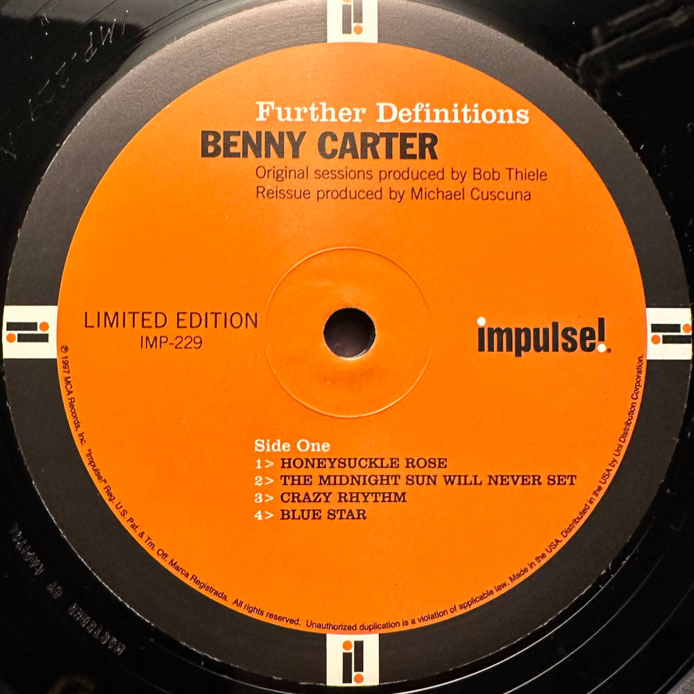Benny Carter And His Orchestra ‎– Further Definitions (США 1997г.)