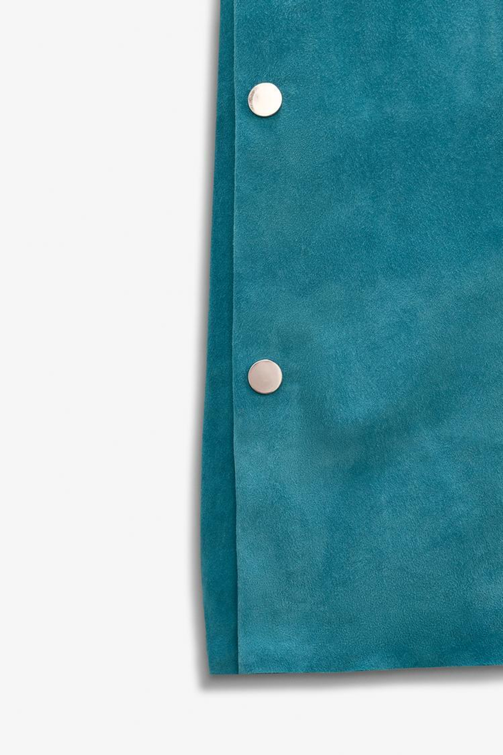 ZARA ДЛИННОЕ ПЛАТЬЕ-КАФТАН ИЗ ЗАМШИ, СИНИЙ