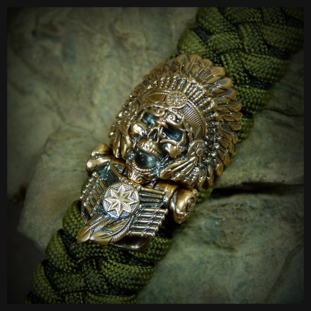 Замок для браслета из паракорда или кожи "Вождь индейцев " бронза