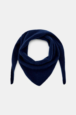 ZARA БАНДАНА ИЗ СМЕСОВОЙ ШЕРСТИ, СИНИЙ