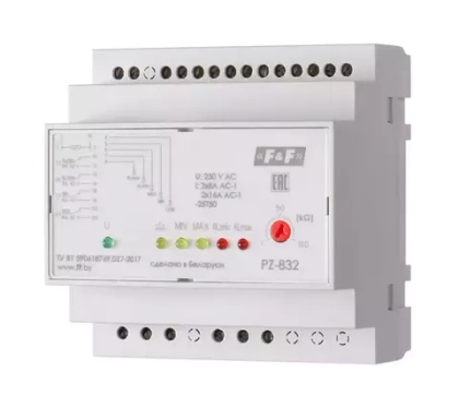 Реле контроля уровня жидкости PZ-832 230В AC 2х8А + 2х16А 2перекл. + 2НО IP20 (четырехуровневый контроль аварийных макс. и мин. уровней)