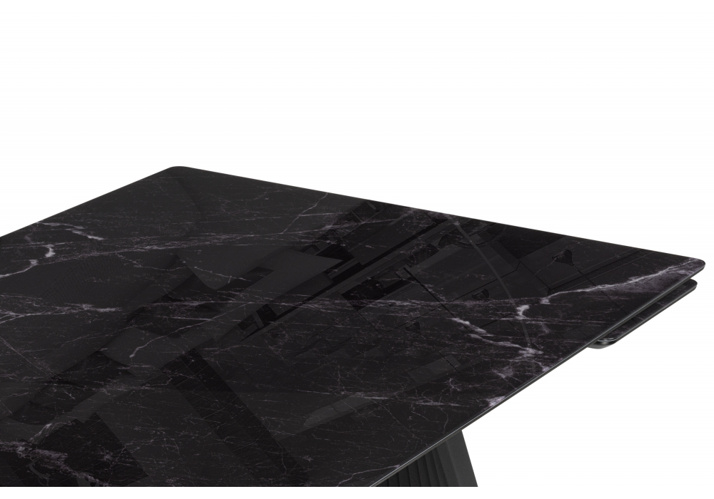 Стол стеклянный Woodville Вейв 140(200)х80 черный мрамор, черный