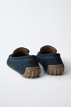 ZARA ЗАМШЕВЫЕ МОКАСИНЫ, ТЕМНО-СИНИЙ