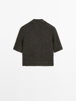 Massimo Dutti Кардиган с короткими рукавами, коричневый