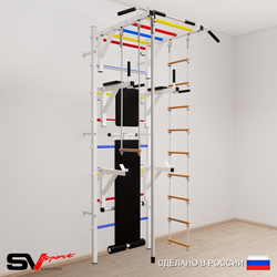 Шведская стенка Sv Sport усиленная 667 (Турник рукоход/Брусья/Стойка/Скамья/Канат/Лестница/Трапеция)