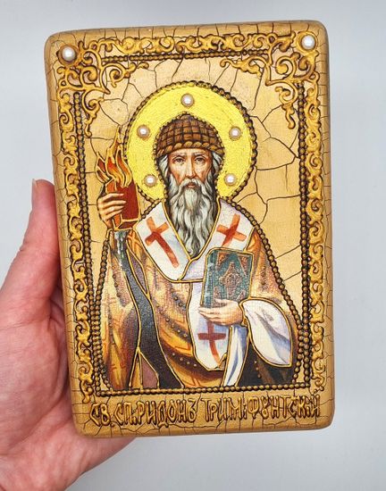 Икона. Спиридон Тримифунтский. 100 х 150 мм