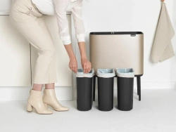 Brabantia Контейнер для мусора Bo Touch 3x11l для переработки металлического золота
