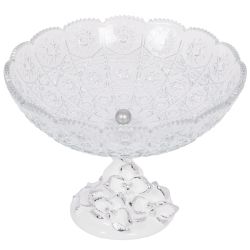 Фруктовница-конфетница Орхидея Лелия со стеклянной чашей 7373 Серебро