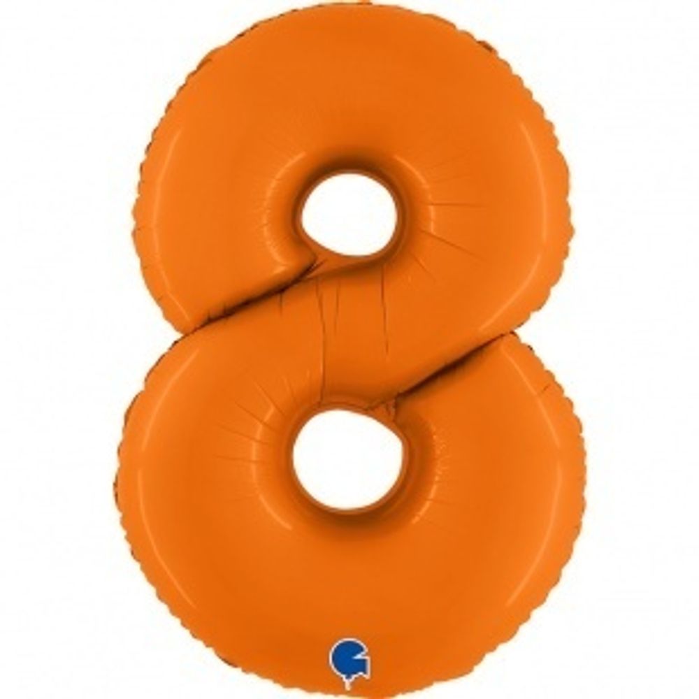 Шар (40''/102 см) Цифра, 8, Оранжевый, Сатин, 1 шт. (БГ-60)