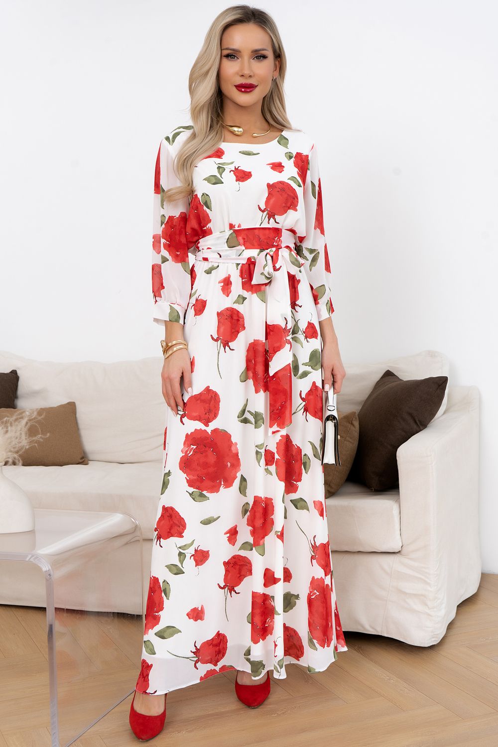 Платье Марго (белый/розы) Р11-1245 Nikol