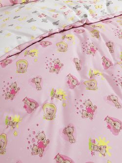 Постельное белье бязь Сказка "Мишка романтик/Бабочки фиолетовые" 1,5-сп Наволочка 50х70 см 1 шт Простынь 150x215 см Пододеяльник 145x215 см