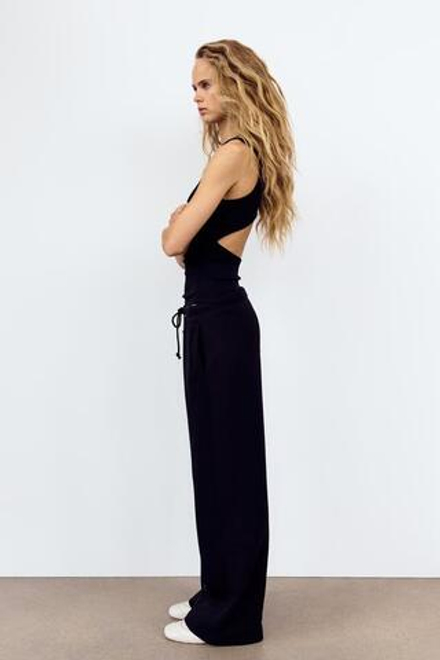 ZARA БРЮКИ STRAIGHT LEG ИЗ МЯГКОЙ ТКАНИ, ЧЕРНЫЙ