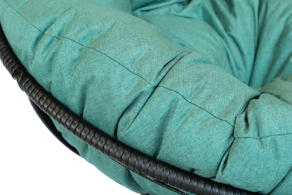 Кресло для отдыха Папасан Адис вращ 360 арт.45123МТ ротанг искусст 1уп. (чер, подушка зеленая) (М)