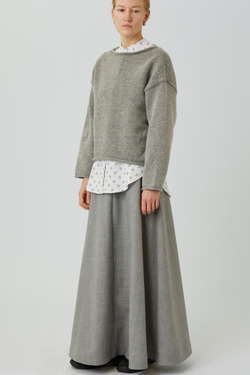 Юбка макси из светло-серой шерсти