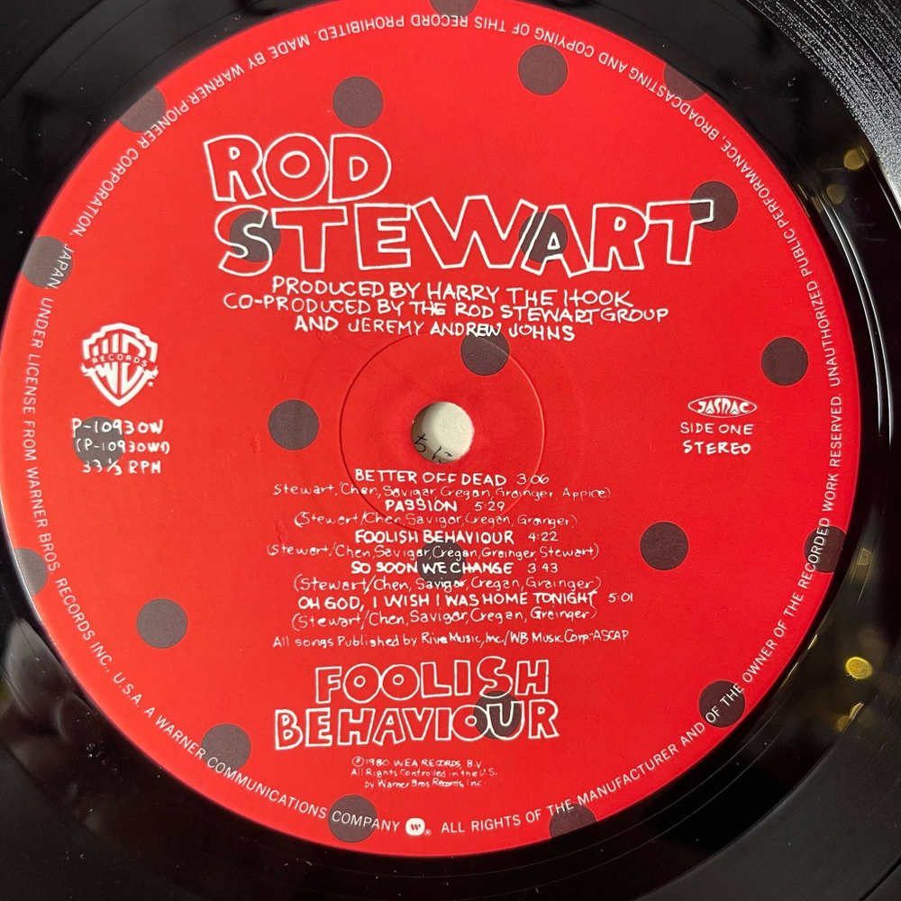 Винтажная виниловая пластинка LP Rod Stewart Foolish Behaviour (Japan 1980) (No Obi)