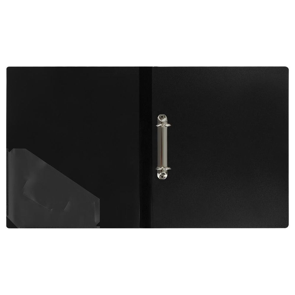 Папка на 2 кольцах А4 пластик, черная "Стандарт" (Стамм)