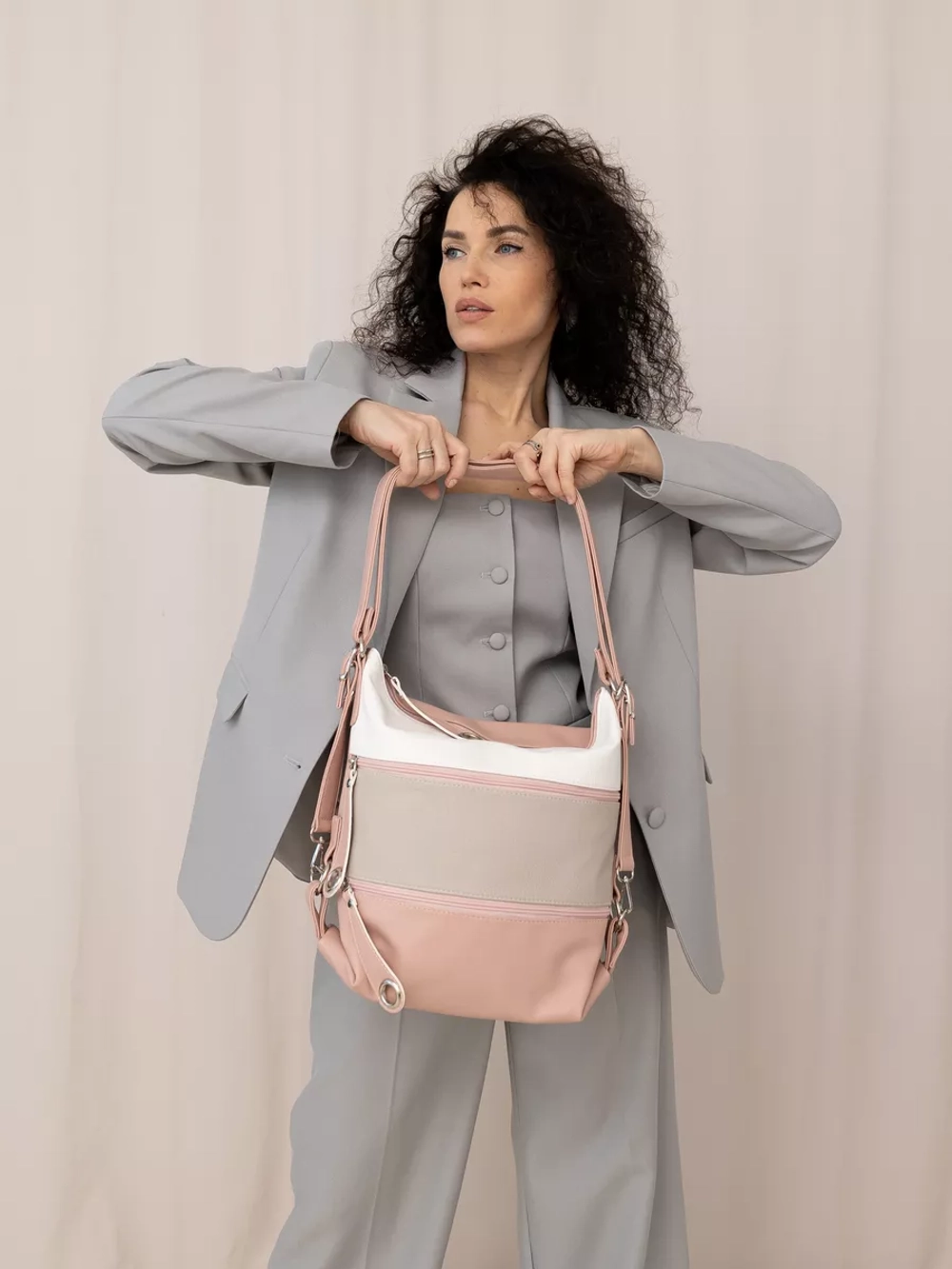 Сумка рюкзак через плечо большая шоппер