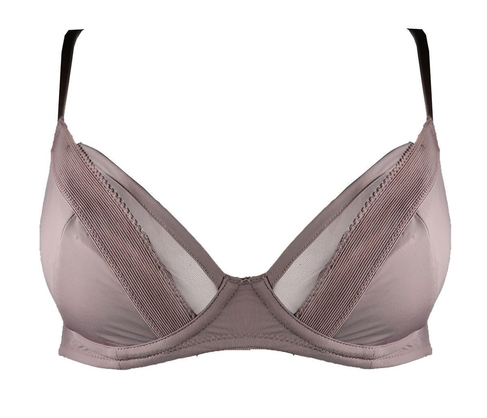 Элегантный тончайший бюстгальтер с чашками на косточках (Размер: 36F) (Цвет: бежевый)