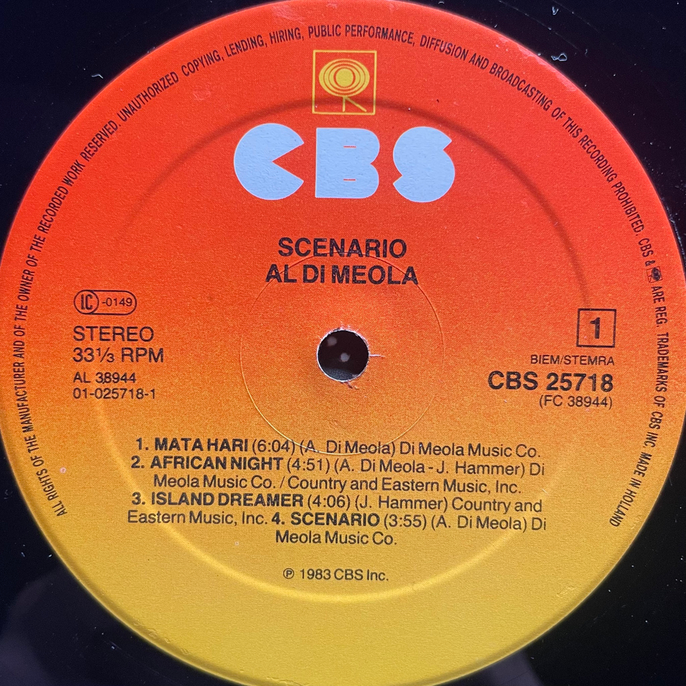 Al Di Meola ‎– Scenario (Голландия 1983г.)
