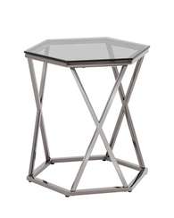 Журнальный столик Круз 48*42 стекло smoke сталь темный хром
