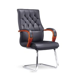 Кресло офисное 2338B 582045 Black color LEATHER на полозьях