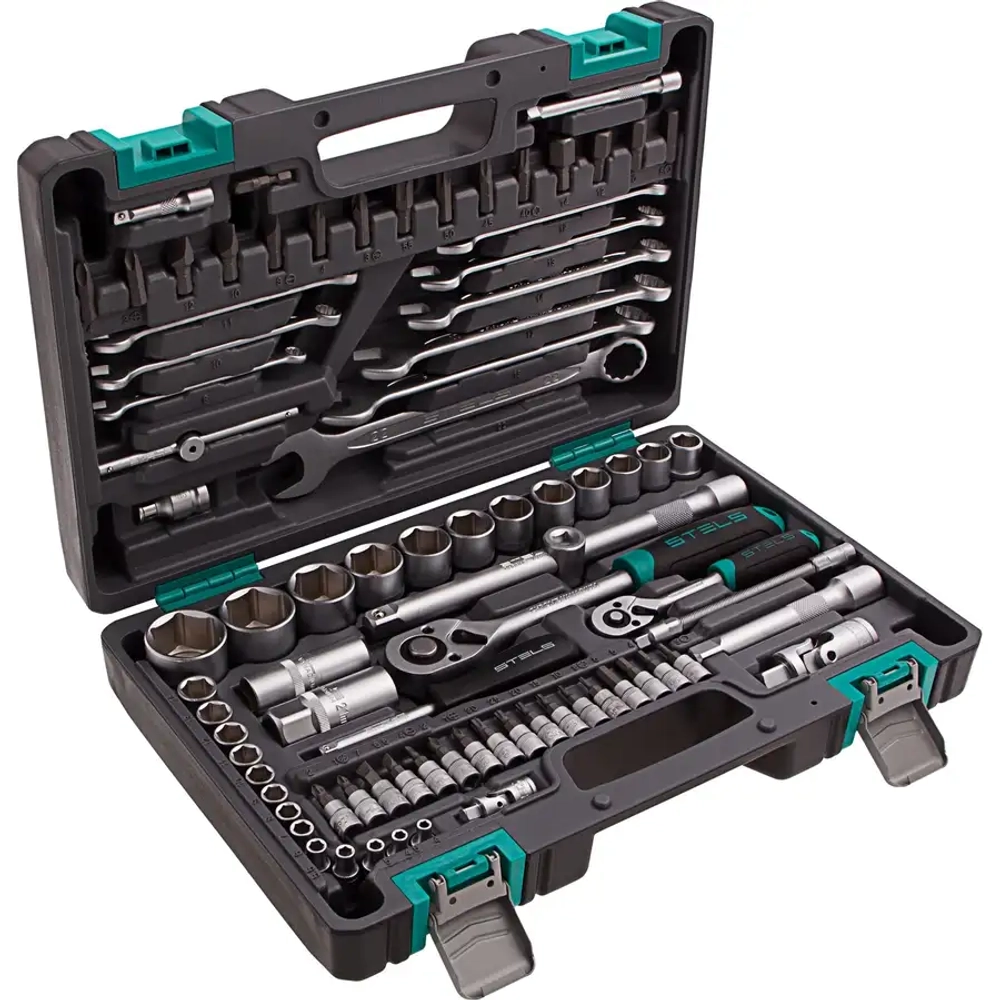 Набор инструментов, 1/2", 1/4", CrV, 82 предм.// STELS 14105