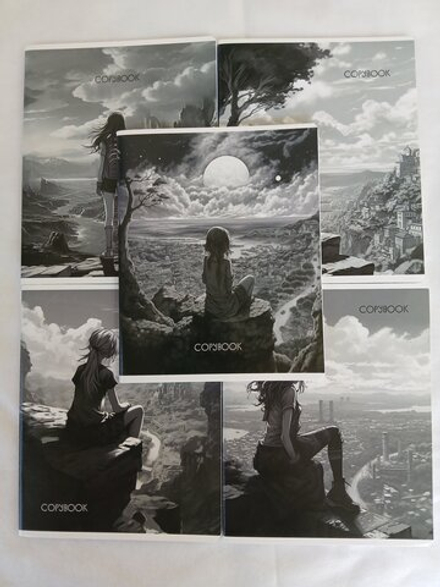 Тетради 48 листа А5+.  "Неведомые Дали", общая, клетка. Формат А5+ (163*203 мм). Арт.120024. С полями. Комплект 5 шт.