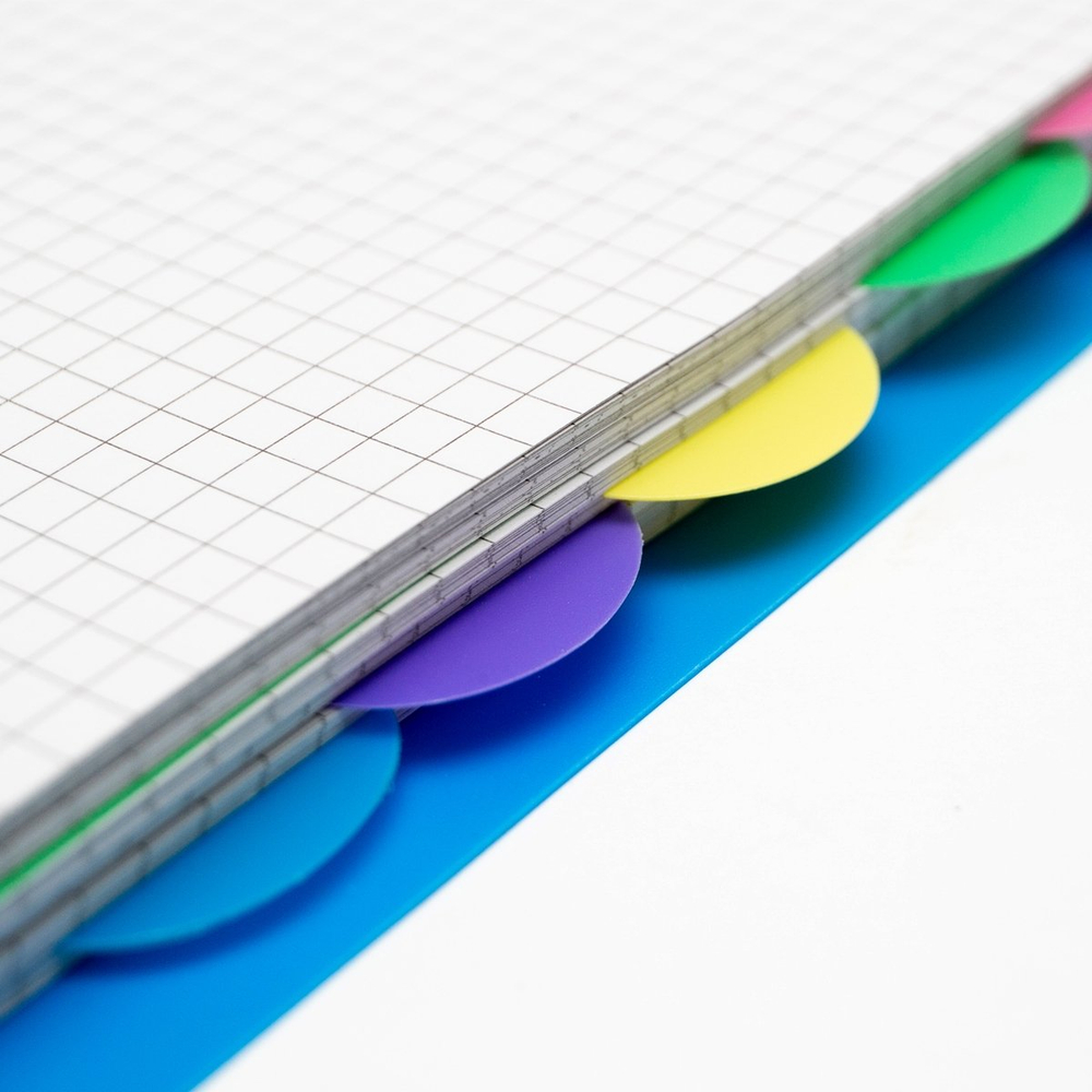 Тетрадь 120л., А5, клетка, Alingar, гребень, пластиковая обложка, цветные пластиковые разделители, ассорти 4 цвета