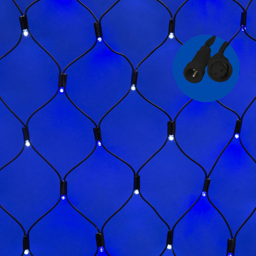 ULD-N2015-288/SBK WHITE-BLUE IP67 Сетка светодиодная, статическое свечение, 2*1,5м. Соединяемая. 288 светодиодов. Бело-синий свет. Провод черный. TM U