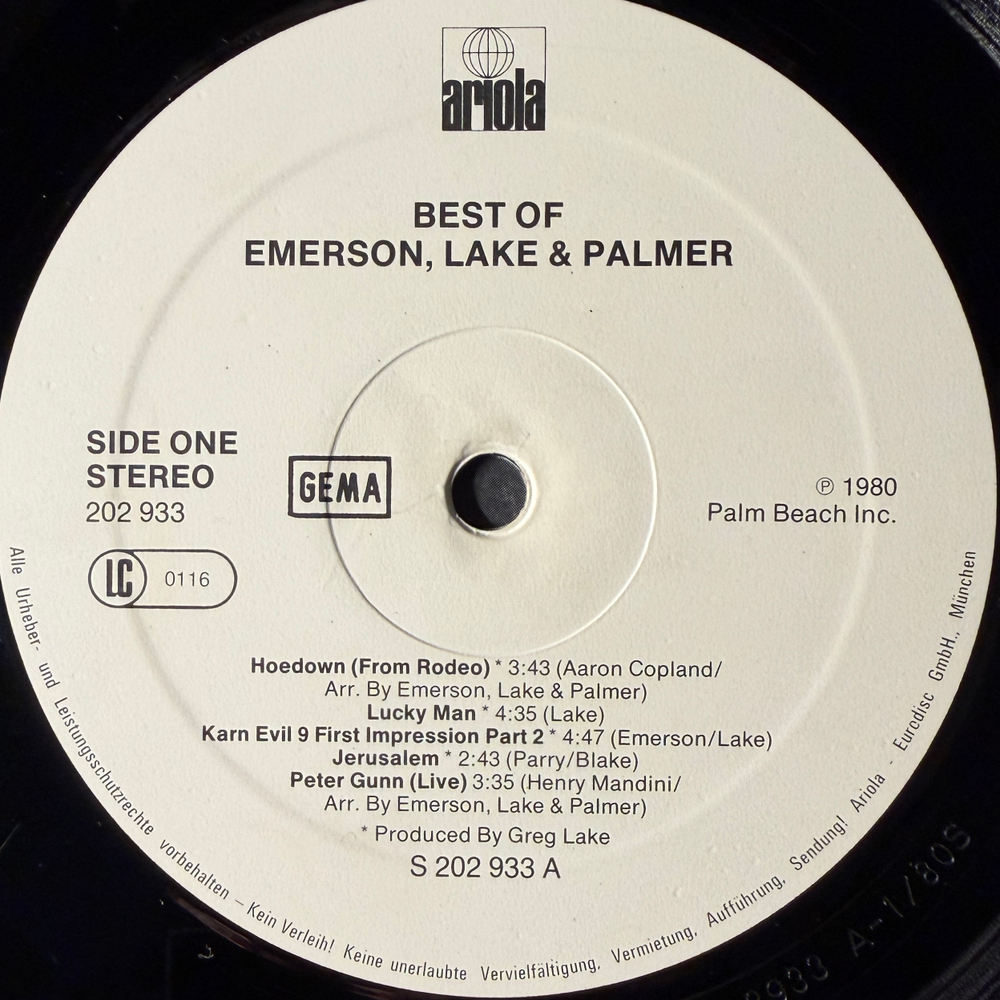 Emerson, Lake & Palmer – The Best Of Emerson Lake & Palmer (Германия 1980г.) Т