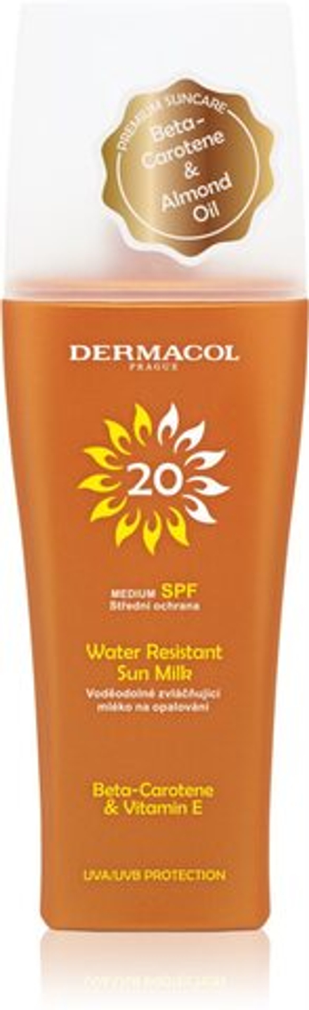 Dermacol Sun Water Resistant - водостойкий солнцезащитный лосьон со средней защитой от ультрафиолета /  SPF20 200  ml  / GTIN 8595003117616