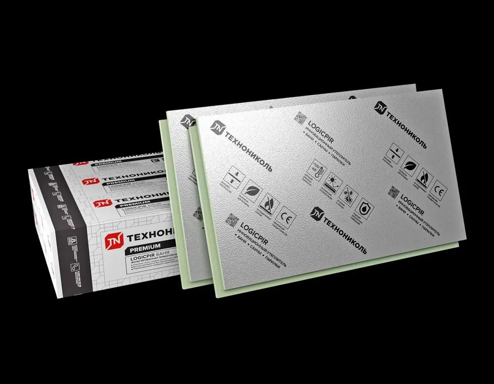 Плита теплоизоляционная Баня L LOGICPIR - 1190х590х30 (8 плит) (5,616800 м2/уп) (0,168504 м3/уп)