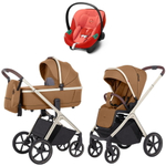 Коляска Carrello Vector CRL-6550 и автокресло Cybex Aton S2 Hibiscus Red 3 в 1 Coral Beige