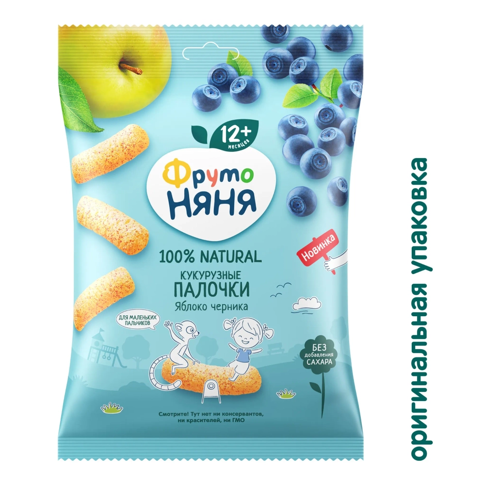 Фрутоняня кукурузные палочки ябл-черник 20 гр