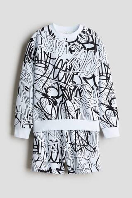 H&M Комплект из толстовки и шорт, белый